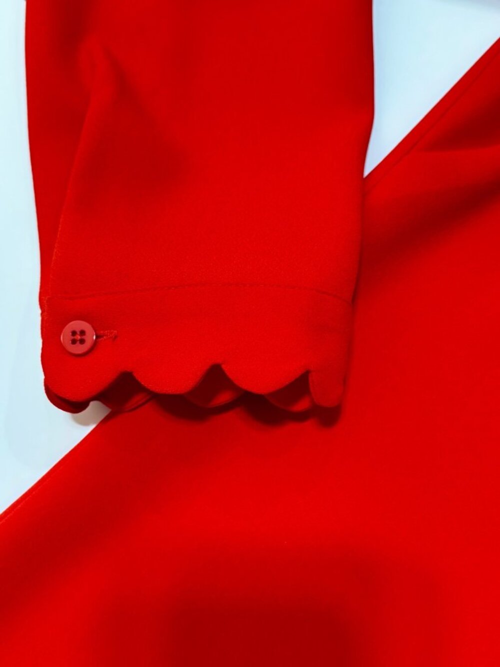 Whistles Red Scalloped Collar Crepe Shift Dress US 6 / UK 10 — Mock Neck, Long S - Picture 5 of 7